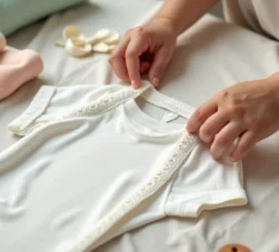 Aprenda a escolher rendas e laços macios, antialérgicos e seguros, garantindo conforto e cuidado para o bebê.